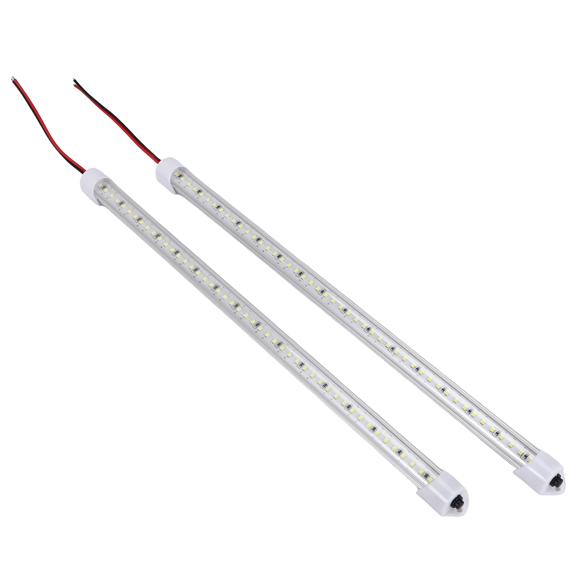 12V Interior LED Light Bar 48 LEDs Strip Lights with Switch and Magnets 6500K White for Car Van RV US Plug