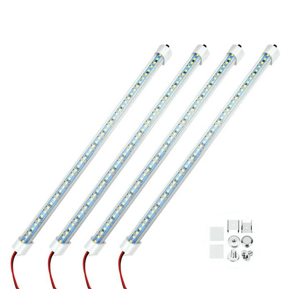 12V Interior LED Light Bar 48  Strip Lights with Switch and Magnets 6500K White Light for Car Van RV with US Plug