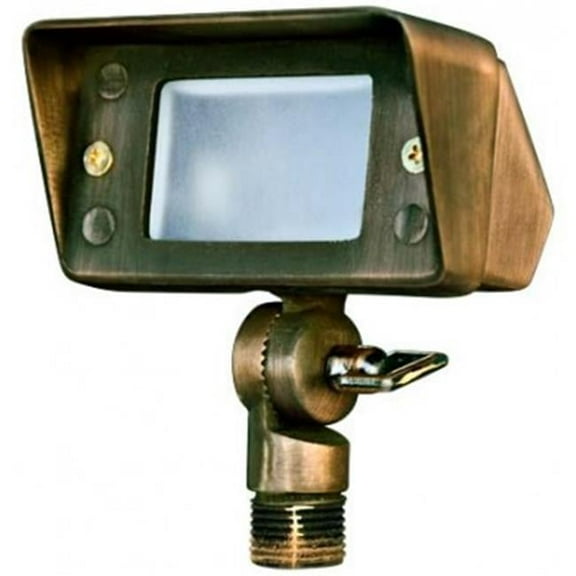 12V JC Cast Brass Mini Flood Light, 20W - Weathered Brass