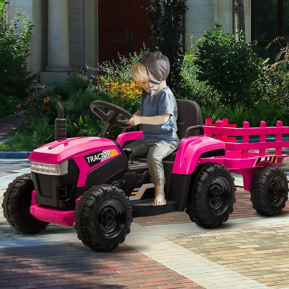 12V JCB Ride on Excavator Toy, 4 in 1 Ride on Tractor Truck with Remote Control, Battery Powered Ride on Bulldozer Kids Electric Vehicles with Front Loader Bulldozer, Digger, Adjustable Seat, Yellow