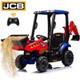 thumbnail image 1 of 12V JCB Ride on Excavator Toy, 4 in 1 Ride on Tractor Truck with Remote Control, Powered Ride on Bulldozer Kids Electric Vehicles with Front Loader Bulldozer, Digger, Adjustable Seat, Red+Blue, 1 of 6