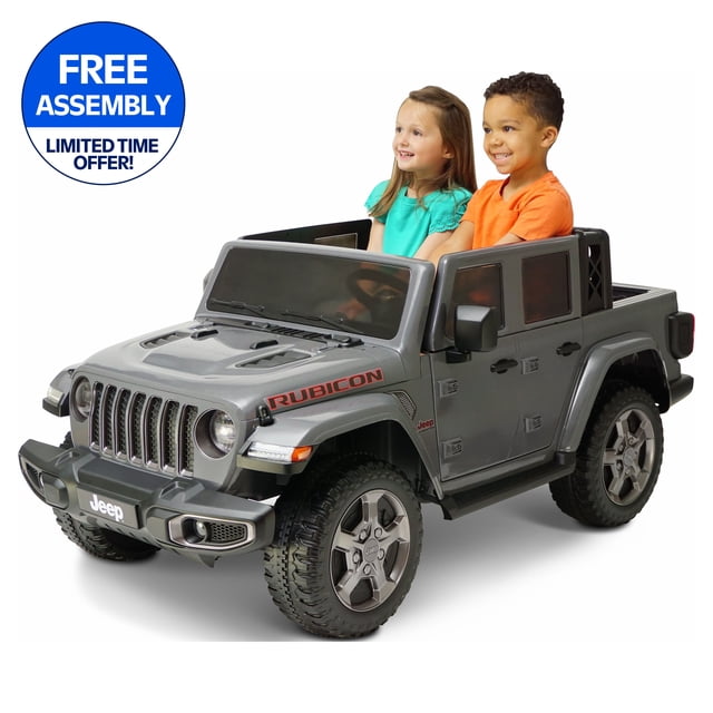 Jeep Gladiator Rubicon 12V Battery Powered Ride on, 2 Seater, Children Ages 3-5, Max Spped 5 MPH, Gray