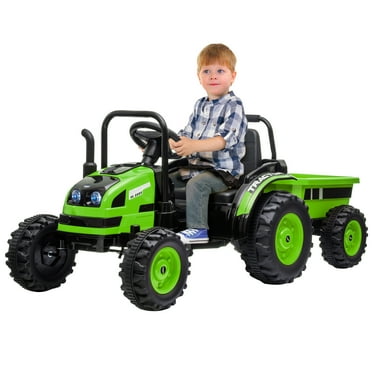 Kids Ride On Tractor With Trailer,12v Battery Powered Electric Tractors 