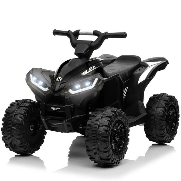 Kerry Yoo AT2 12V ATV Ride on, Electric Car for Kids, 4 Wheels Ride on toys, Ages 3 , Remote Control, LED Lights, Music- Black