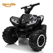 Kerry Yoo AT2 12V ATV Ride on, Electric Car for Kids, 4 Wheels Ride on toys, Ages 3 , Remote Control, LED Lights, Music- Black