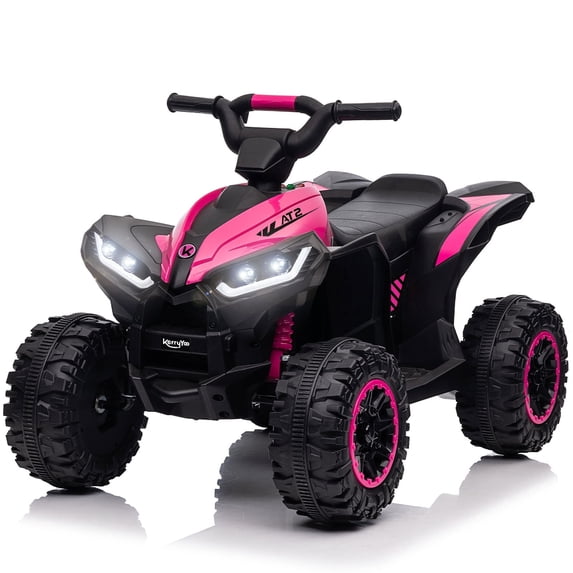 Kerry Yoo AT2 12V ATV Ride on, Electric Car for Kids, 4 Wheels Ride on toys, Ages 3+,Remote Control,LED Lights,Music-Pink