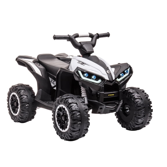12V Kids ATV Quad Car with Forward & Backward Function, Four Wheeler for Kids with Wear-Resistant Wheels, Music, Electric Ride-on ATV for Toddlers Ages 3+ Years Old,White