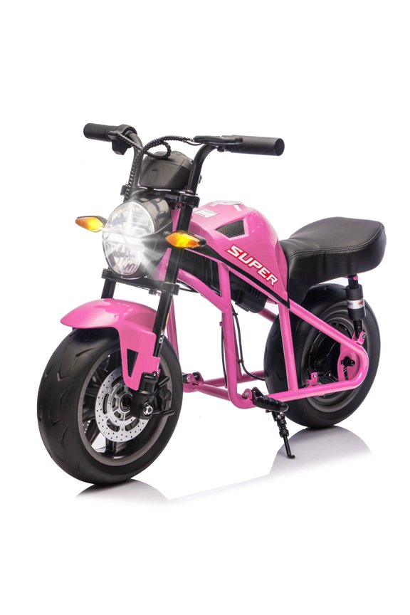 24V Electric Motorcycle for Kids, 300W Ride On Electric Dirt Bike 14in Widen EVA Wheels Muscle Motorcycle Toy for Kids 6+, Pink