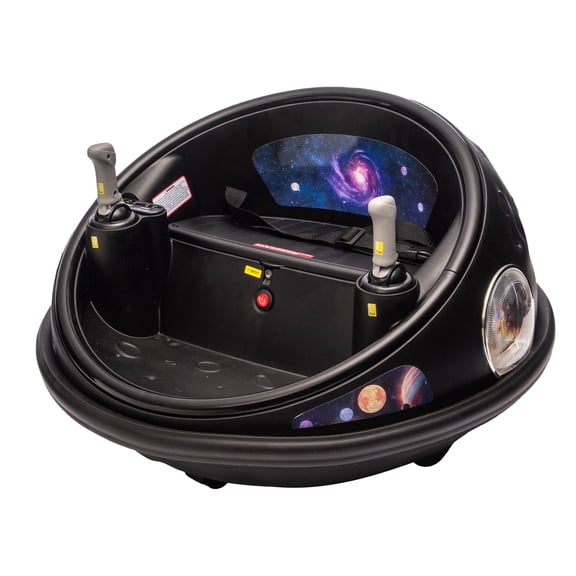 Shininglove 12V Kids Bumper Car with Remote Control, 360° Spinning & LED Lights, 2 Speeds with Slow-Start, Space Theme Ride On Toy for Toddlers 1-5 Years Old