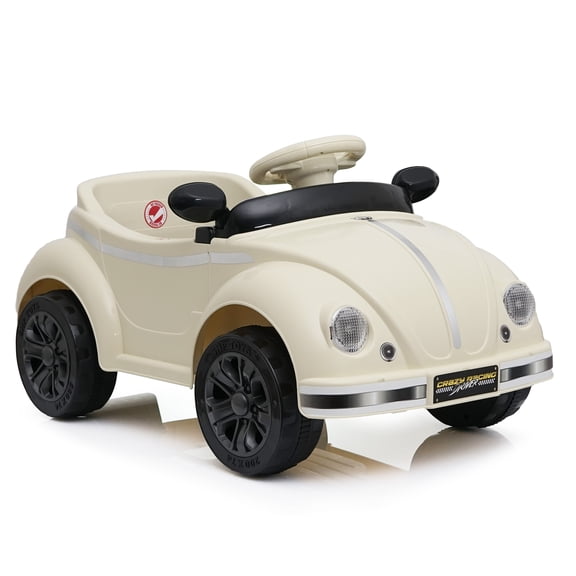 12V Kids Dual Motor 4 Wheels Ride On Car W/2.4G Parents RC, Anti-Tip Design, LED, USB, Bluetooth, 3 speeds, Speed:1.86 - 2.49mph km/h, Max Load 100 lbs for Yr 2-4 First Car Gift, Beige