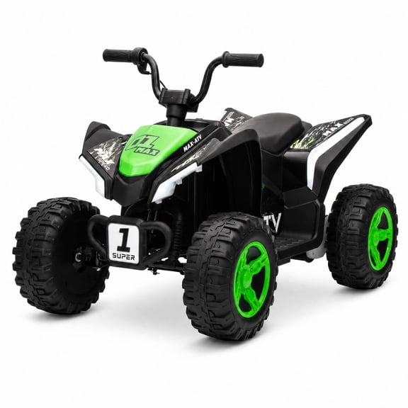 12V Kids Electric ATV Ride-On Quad 4-Wheeler - Dual 550W Motors, Up to 4 MPH - Forward/Reverse, Rechargeable Battery Powered Outdoor Toy, Ages 3-6 - Green