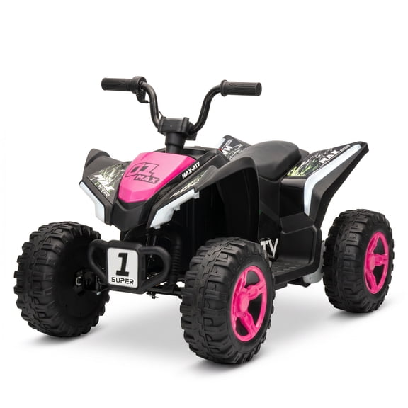 12V Kids Electric ATV Ride-On Quad 4-Wheeler - Dual 550W Motors, Up to 4 MPH - Forward/Reverse, Rechargeable Battery Powered Outdoor Toy, Ages 3-6 - Rose Red