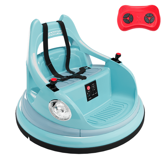 12V Kids Electric Bumper Car – Parent Remote, 360° Spin, 2 Speeds (Max 3.7 MPH), LED Lights, 5-Point Safety Belt – For Ages 1-8