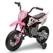 12V Kids Electric Dirt Bike Motorcycle   Dual 25W Motors, Training Wheels, Spring Suspension, Wireless Connection Music, Twist Grip Throttle, Max Fast 3 MPH   Ride On Toy for Children Ages 3-8, Pink