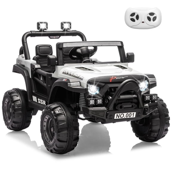 12V Kids Electric Ride-On Car β Parent Remote Control, 3 Speeds, Safety Locking Doors, 3-Point Harness, Spring Suspension, wireless Music, LED Lights, Anti-Slip Tires, Foot Brake, Battery Powered Toy