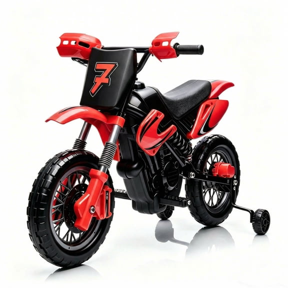 12V Kids Electric Ride-On Motorcycle, Ride-On Toy with Dual Motors, 3 MPH Max Speed, 66 Lb Capacity, Ages 3-6, Red