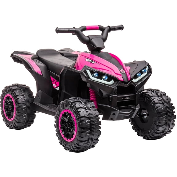 12V Kids Electric Ride-On Quad Bike ATV – Battery Powered, Remote Control, 2 Speeds, LED Lights, Music, Horn, Treaded Tires, Gentle Start – Toy Vehicle for Boys & Girls Ages 3-8 – Pink
