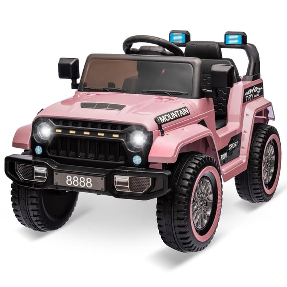 12V Kids Electric Ride-On Truck with Remote Control – 3 Speeds, Spring Suspension, LED Lights, Music Player – Battery Powered Electric Ride-On Car for Boys & Girls, All-Terrain