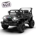 thumbnail image 1 of 12V Ride on Car with Parent Remote Control, Battery Powered Electric Vehicle with Wider Seat, LED Lights, Openable Doors, MP3 Player, Smooth Start, 3 Speeds - Black, 1 of 8