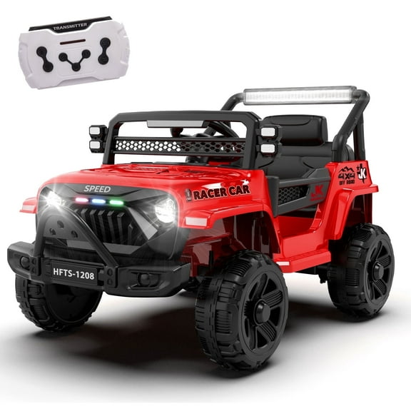 12V Kids Electric Vehicles for Kids, 12V Ride on Electric Truck Car w/ Remote Control, Four-wheel suspension, USB, Bluetooth, Power display, lights, Battery Powered Ride on Toys for Boys Girls (Red)