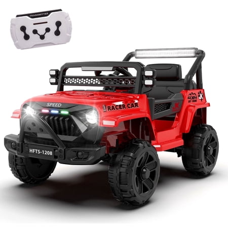 12V Ride on Car with Parent Remote Control, Battery Powered Electric Vehicle with Wider Seat, LED Lights, Openable Doors, MP3 Player, Smooth Start, 3 Speeds - Red