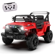12V Ride on Car with Parent Remote Control, Battery Powered Electric Vehicle with Wider Seat, LED Lights, Openable Doors, MP3 Player, Smooth Start, 3 Speeds - Red