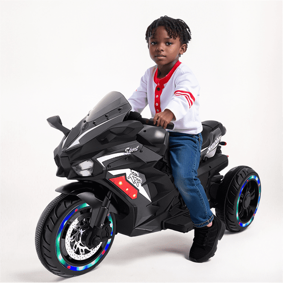 Kids Ride on Motorcycle for Boys, 12V Electric Dirt Bike with LED Light, Bluetooth Music, Motorbike Ride on Toy for Kids 2-6