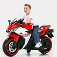 thumbnail image 1 of 12V Kids Motorcycle Ride On Toy, Two Seats Battery Powered Ride On Motorcycle, Electric Motorcycle for Kids Ages 3-8 Years, 4Mph Max, Red, 1 of 8