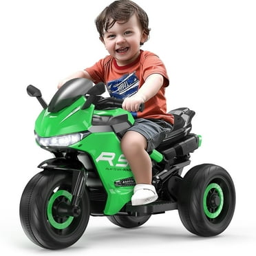 Kids Motorcycle, 12V Battery Powered Ride on Motorcycle with Headlight, Horn, Music, MP3, USB Port, Gift for Boys & Girls,Green