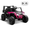 thumbnail image 1 of 12V Kids Ride on Car, Battery Powered Electric UTV Truck with Parent Remote Control, Bluetooth, Music, LED Light, 3 Speeds, Soft Start, Safety Belt, Horn, Ride on Toys for Boy GILR (Pink), 1 of 7