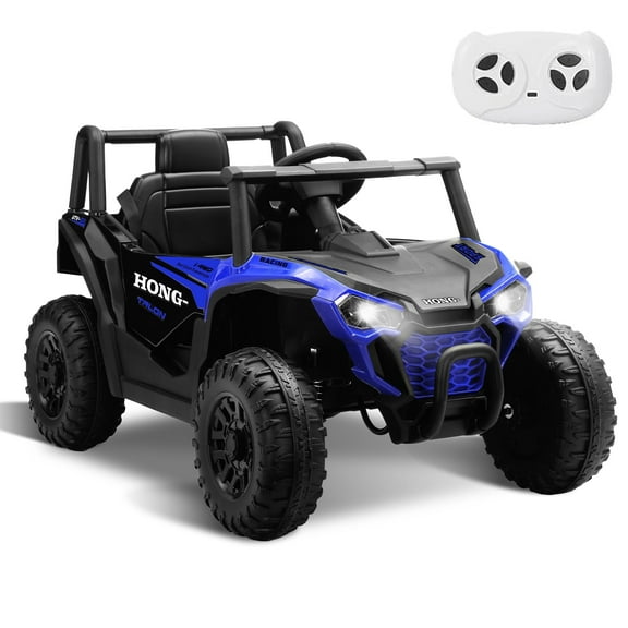 12V Kids Ride on Car, Battery Powered Electric UTV Truck with Parent Remote Control, Bluetooth, Music, LED Light, 3 Speeds, Soft Start, Safety Belt, Horn, Ride on Toys for Boy GILR (Blue)