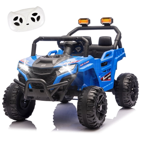 Xuanlur 12V Kids Ride on Car, Electric Off-Road UTV Truck with Remote Control, Anti-Collision Bar, High Chassis, Anti-Slip Wheels & 4-Wheel Suspension, Battery Powered Ride on Toy for Kids, Blue