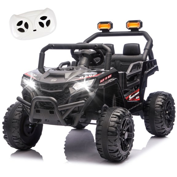 12V Kids Ride on Car, Electric Off-Road UTV Truck with Remote Control, Anti-Collision Bar, High Chassis, Anti-Slip Wheels & 4-Wheel Suspension, Battery Powered Ride on Toy for Kids, Black