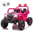 thumbnail image 1 of Xuanlur 12V Kids Ride on Car, Electric Off-Road UTV Truck with Remote Control, Anti-Collision Bar, High Chassis, Anti-Slip Wheels & 4-Wheel Suspension, Battery Powered Ride on Toy for Kids, Pink, 1 of 7