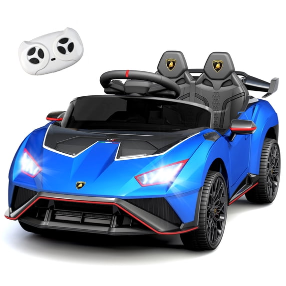 Lamborghini 12V Ride on Car for Kids, Powered Ride on Toys with Remote Control, Music, Bluetooth, LED Lights, Rear Wheel Suspension Electric Car for 1-3 Years Ages Olds, Blue
