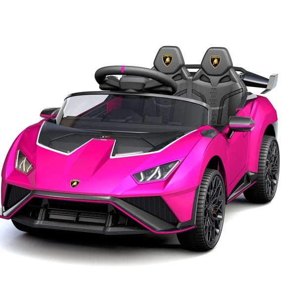 12V Kids Ride On Car, Licensed LamborghiniElectric Ride On Toy with Parent Remote Control, Bluetooth Music, LED Lights, 3-Point Red Seat Belt, Rear Suspension, Ages 3 , 66.14 lbs Max Load, Pink