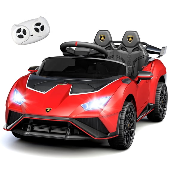 Lamborghini 12V Ride on Car for Kids, Powered Ride on Toys with Remote Control, Music, Bluetooth, LED Lights, Rear Wheel Suspension Electric Car for 1-3 Years Ages Olds, Red