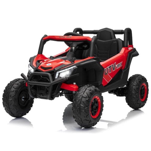 12V Kids Ride On Car,UTV Truck with Remote Control,4WD/2WD Switchable,Electric Vehicle with 4 Spring Suspension,EVA Tires,Safety Belt,Double Open Doors,Bluetooth,Music,LED Lights for Ages 3-8 Years