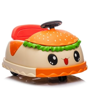 Conchico 12V Ride on Bumper Cars for Kids with Remote Control, Hamburger Design Ride on Toys with 360 Rotation, Anti-Rollover, Bluetooth, Yellow
