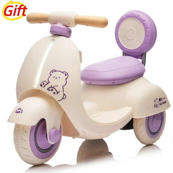 12V Kids Ride On Electric Motorcycle,Toddler Scooter W/Parents Control,Three-Wheel Stable Design,Special Wooden Handle,Smoother Output and Slow Start&Stop,More Suitable For 1-3 Years BABY's First Toy