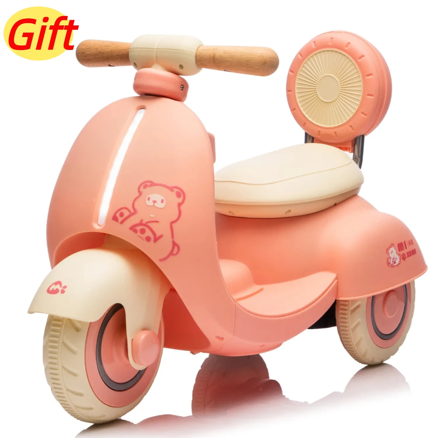 12V Kids Ride On Electric Motorcycle,Toddler Scooter W/Parents Control,Three-Wheel Stable Design,Special Wooden Handle,Smoother Output and Slow Start&Stop,More Suitable For 1-3 Years BABY's First Toy