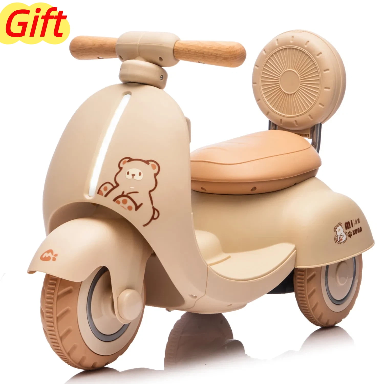 12V Kids Ride On Electric Motorcycle,Toddler Scooter W/Parents Control,Three-Wheel Stable Design,Special Wooden Handle,Smoother Output and Slow Start&Stop,More Suitable For 1-3 Years BABY's First Toy