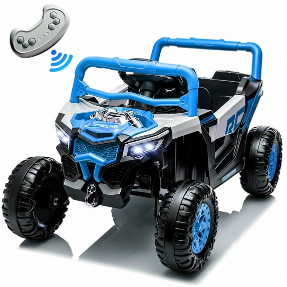 12V Kids Ride On Electric UTV Car With Remote Control, Ride On Toys With Swing Function, Power Toddler Car With Anti-Slip Wheels, LED Lights, Music Player, Gift For Kids Aged 3-5, Blue