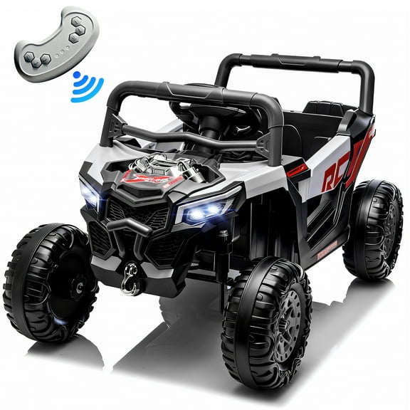 12V Kids Ride On Electric UTV Car With Remote Control, Ride On Toys With Swing Function, Power Toddler Car With Anti-Slip Wheels, LED Lights, Music Player, Gift For Kids Aged 3-5, Black