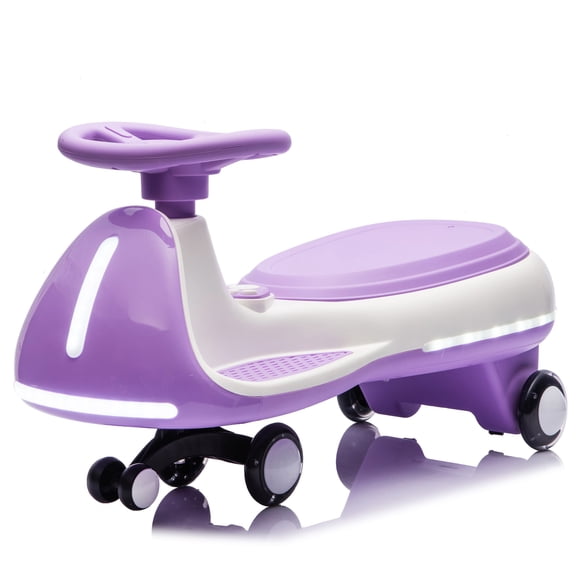 12V Kids Ride On Electric Wiggle Car, 2-in-1 Smart Design, Controllable LED Lights, Flashing PU Wheels, Triangular Stability Frame, Bluetooth Music, for Ages 3-8