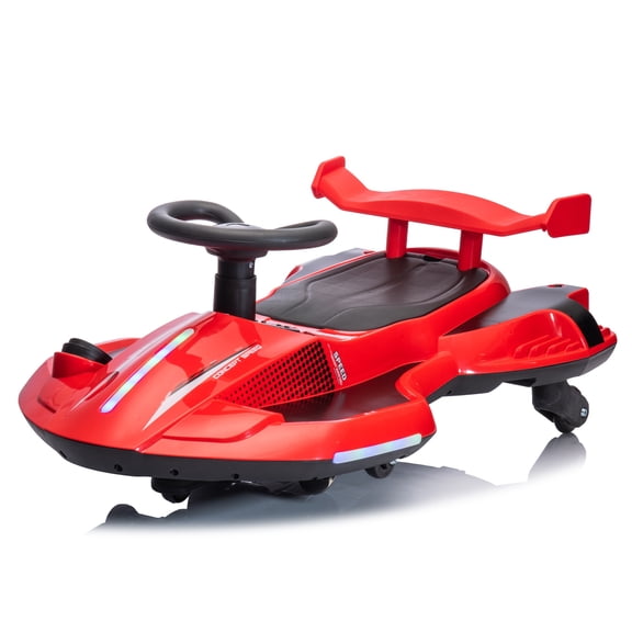 12V Kids Ride On Electric Wiggle Car, 360° Drift Ride On Toy with Rear Mist Spray, LED Lights, Flashing Wheels, Bluetooth Music, USB, MP3, Power Display, Anti-Tip Chassis, 3.73-4.35 MPH, Ages 3+