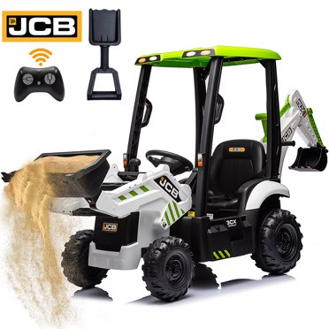 Hetoy 4 In 1 Ride On Excavator & Bulldozer, 12V Kids Electric Vehicle With Remote Control, Front Loader, Digger, Horn, Adjustable Seat, Excavator Ride On Car Toy, Yellow