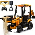 thumbnail image 1 of 12V Kids Ride on Excavator Digger Toy Cars, JCB Battery Powered Electric Tractor with Remote Control, Ride on Construction Truck w/Adjustable Front/ Back Loader and Shovel for 3-6 Boys Girls, Yellow, 1 of 13