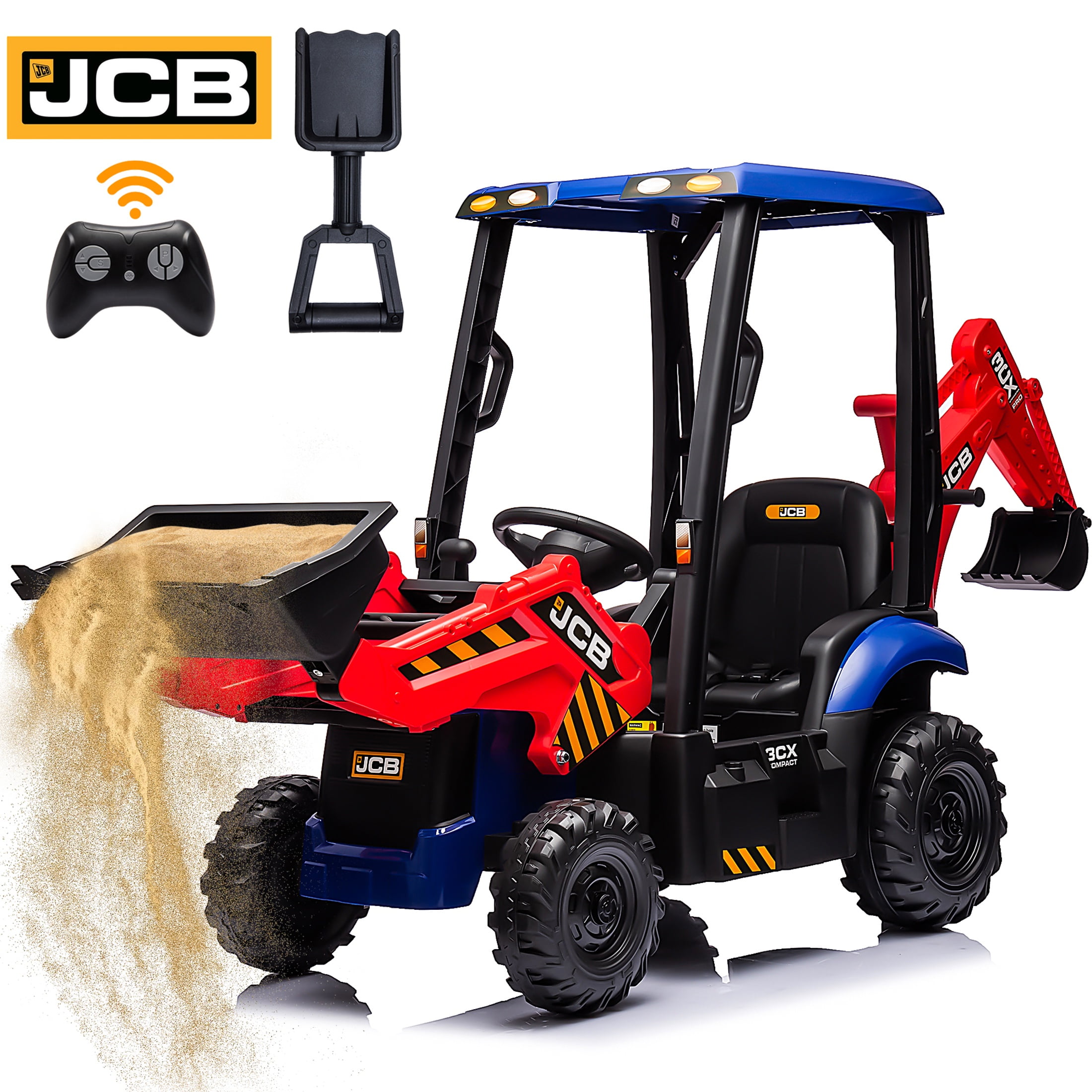 12V Kids Ride on Excavator Digger Toy Cars, JCB Battery Powered