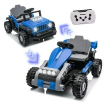 12V Kids Ride On Building Block Car with Remote Control, 2 in 1 Electric Ride On Car for Toddlers, Power Ride On Electric Vehicle with Four Wheel Suspension, Bluetooth, Ride On Toy for Boys Girls 2-4